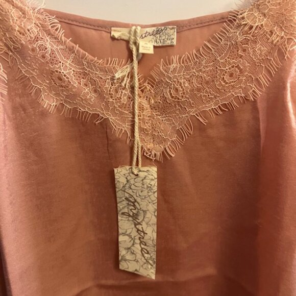 NWT Women’s Camisole Set Satin Lace Cami Short Set Coral Pink Summer Sleepwear - Picture 6 of 12